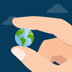 Planet concept with human hand