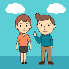 Male and female Character Cartoon