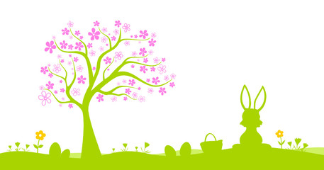 Gr&uuml;ne Osternwiese mit Baum