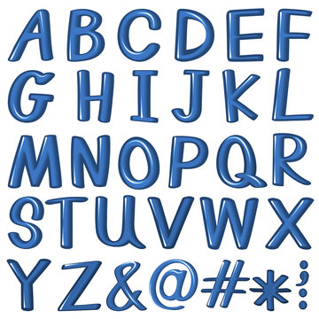 Letters of the alphabet in blue color