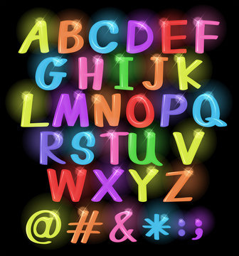 Neon coloured letters
