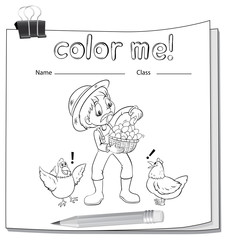 Worksheet showing a farmer