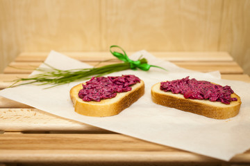 sandwiches with a beet stuffing