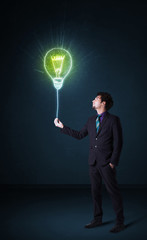 Businessman with an idea bulb