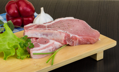 Raw t-bone steak