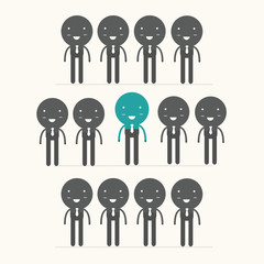 Unique person in the crowd. Vector illustration