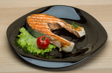 Grilled salmon steak