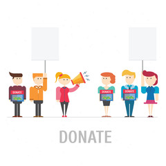 People donate at donation box,vector,illustration.