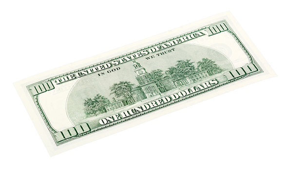 Stacked photo of 100 U.S. dollar bill.