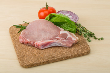 Raw pork steak