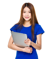 Young Woman hold with laptop