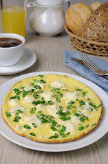 Omelet with feta cheese and green onions