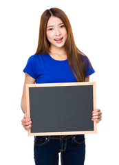 Asian woman show with blackboard