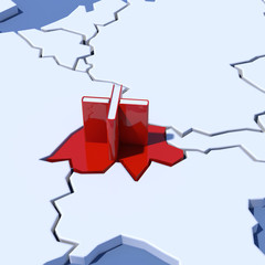 Mappa Europa 3D con indicazione Svizzera e libri