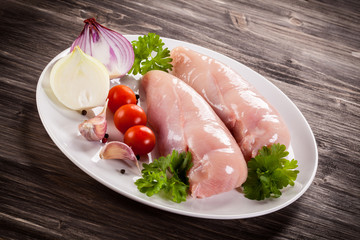 Raw chicken fillets