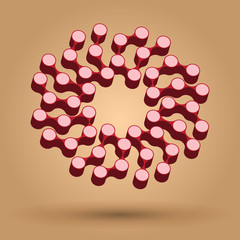 Abstract 3d shape created of connected circles
