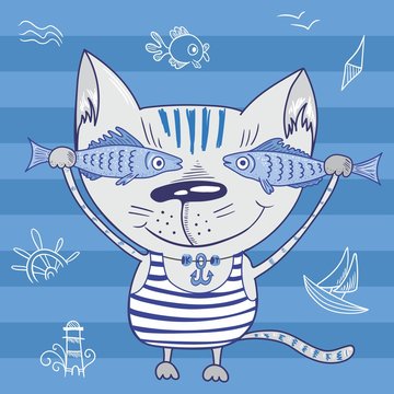 Sea cat illustration