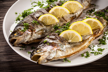 Fish dish - fried fish fillet with vegetables