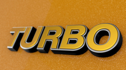 TURBO sign, label, badge, emblem or design element on car print.
