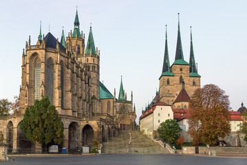 Fototapeta na wymiar Erfurt Cathedral and Severikirche,Germany