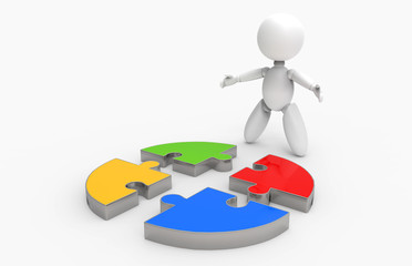 new 3D people team work - puzzle