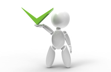 new 3D people holding a green check mark