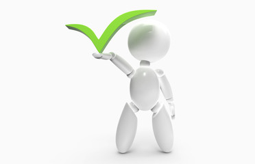 new 3D people holding a green check mark