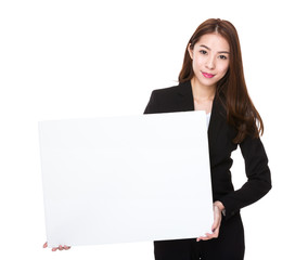 Business woman show with white board