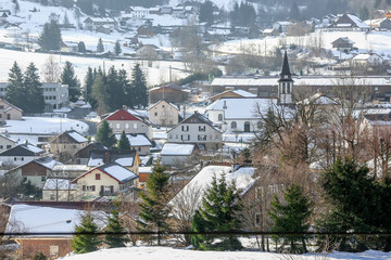 Fototapeta na wymiar panoramic view of one french montain village