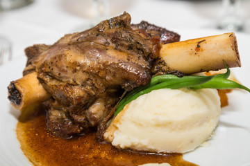 Lamb Shank on Potatoes