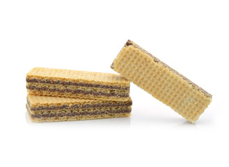 Wafers with chocolate isolated on white background
