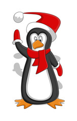 Cute Happy Christmas Penguin Santa Character