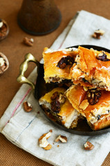 Tray with homemade baklava - traditional oriental sweet