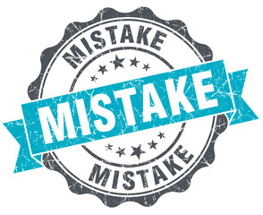 Obraz premium mistake vintage turquoise seal isolated on white