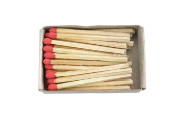 Open Box of Matches With Copy Space Isolated on White Background