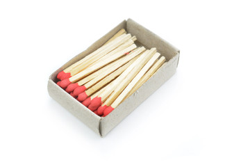 Open Box of Matches With Copy Space Isolated on White Background