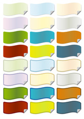 A series of colorful flag tags with a folded corner, in vector format