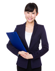 Businesswoman hold with clipboard