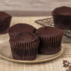 Chocolate Cupcakes. Selective focus.
