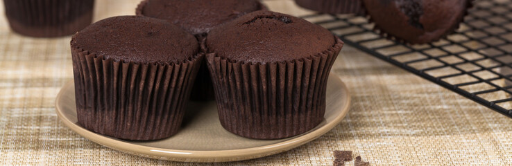 Chocolate Cupcakes. Selective focus.