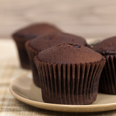 Chocolate Cupcakes. Selective focus.