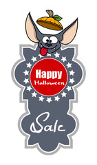 Halloween Sale Banner Funny Bat Face