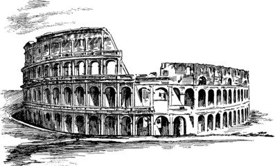 Naklejka premium Vintage Illustration Rome Coliseum