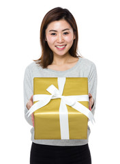 Woman hold with big gift