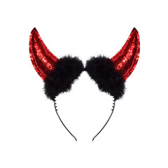 Devil red horns on a white background