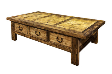 Wooden coffee table isolated on white.