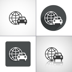 Navigation car globe icons. Set elements for design.