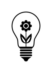 Flower in lightbulb on white background