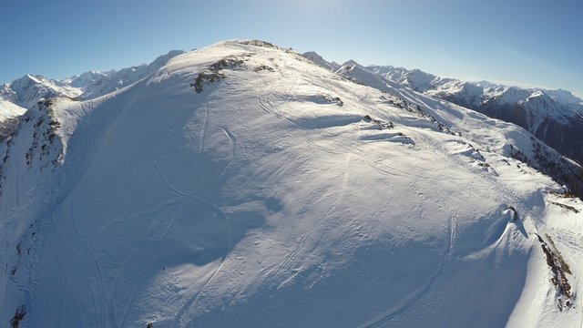 Ski area in Thyon 4 Valley, Swiss Alps - aerial view