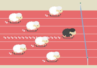 Naklejka premium sheep race